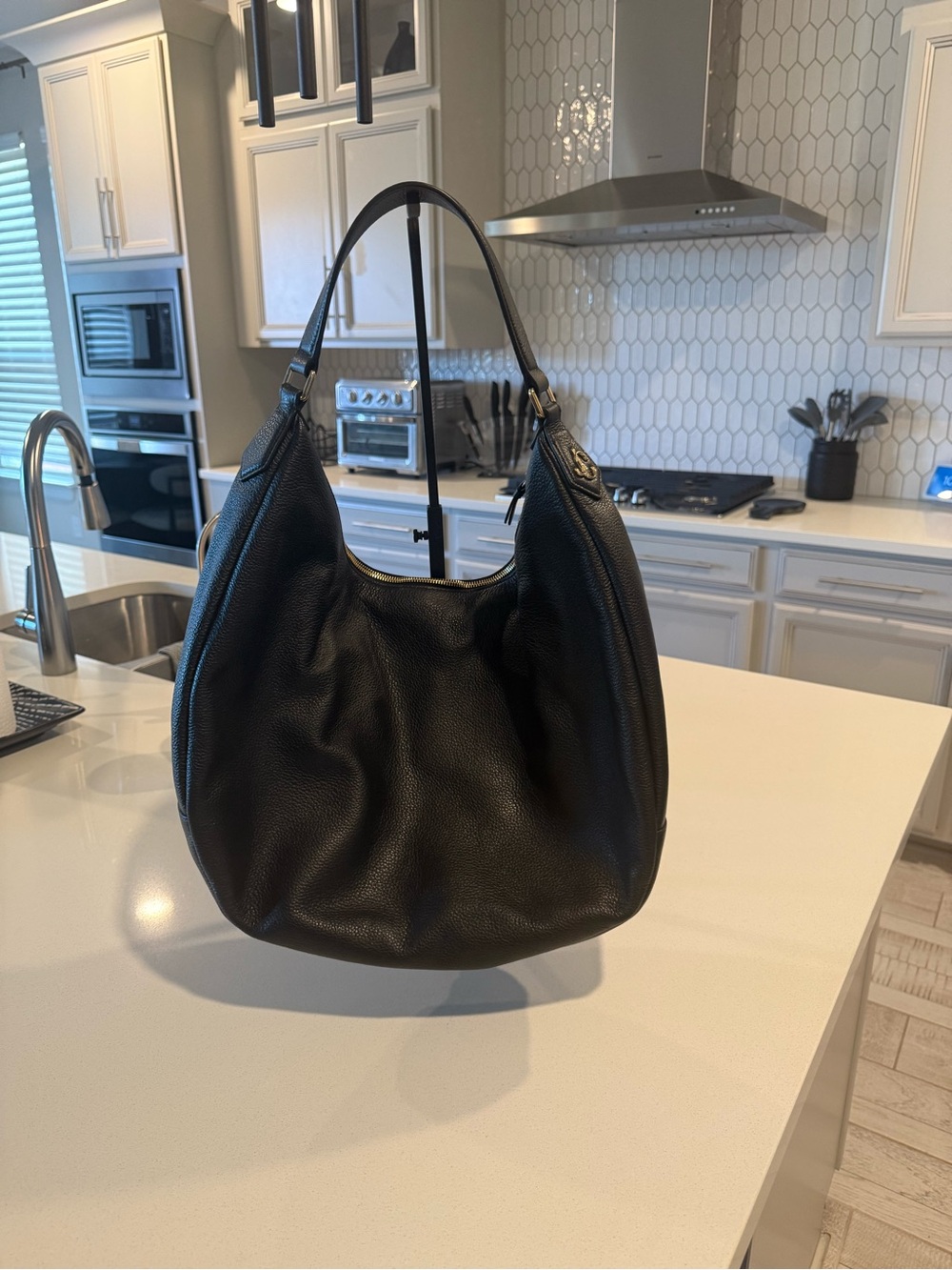NEW Jimmy Choo Classic Black Leather Hobo Bag - Women's Shoulder Tote